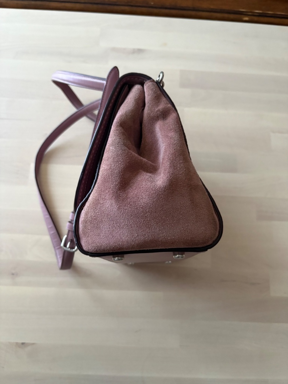 Coach Carrie Convertible Shoulder Bag-Lilac/ Blossom Pebbled Leather - Picture 5 of 8